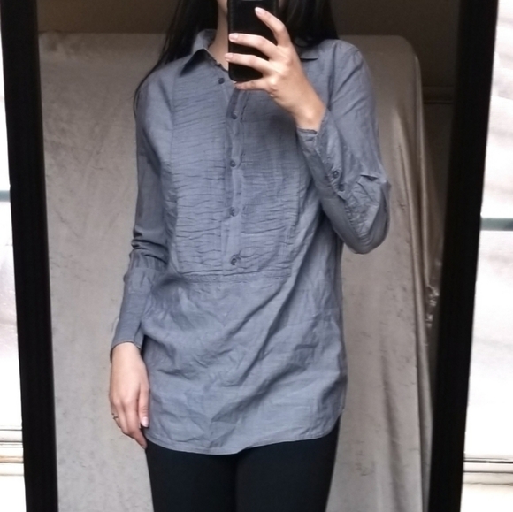 J. Crew Tops - J Crew Tuxedo Half Button Long Sleeve Tunic Top XS